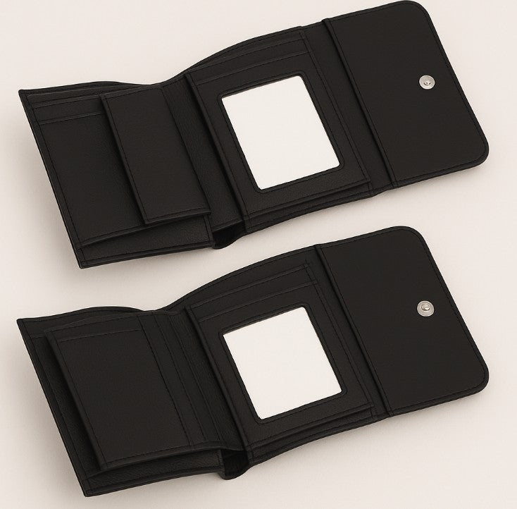 Porte-monnaie simili cuir noir - Dim. 10,3x13,8cm personnalisé